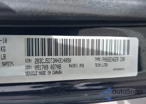 2010 Dodge Challenger R/T из США, поврежденный, VIN 2B3CJ5DT3AH314090